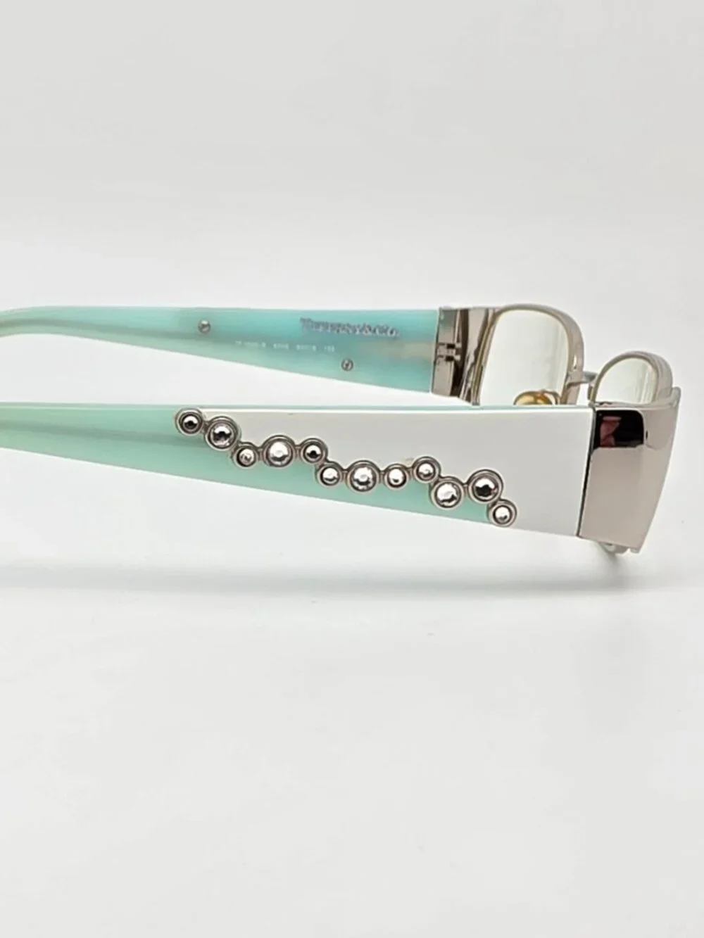 Tiffany & Co TF1020-B 6005 Silver Rhinestone Eyeglasses Frame w/ Case Italy 50mm